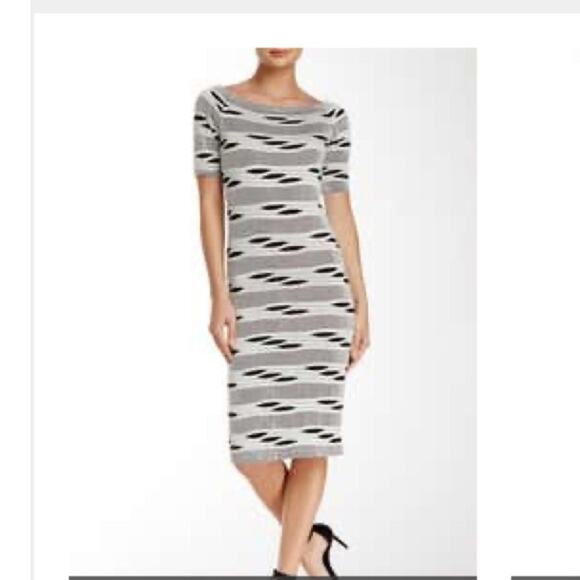 Black & White Stripes Midi Dress Max Studio Medium - Picture 1 of 8
